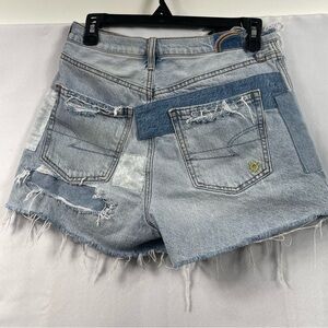 American Eagle Pride Jean Shorts Rainbow Festival Distress 4 Patchwork Blue
